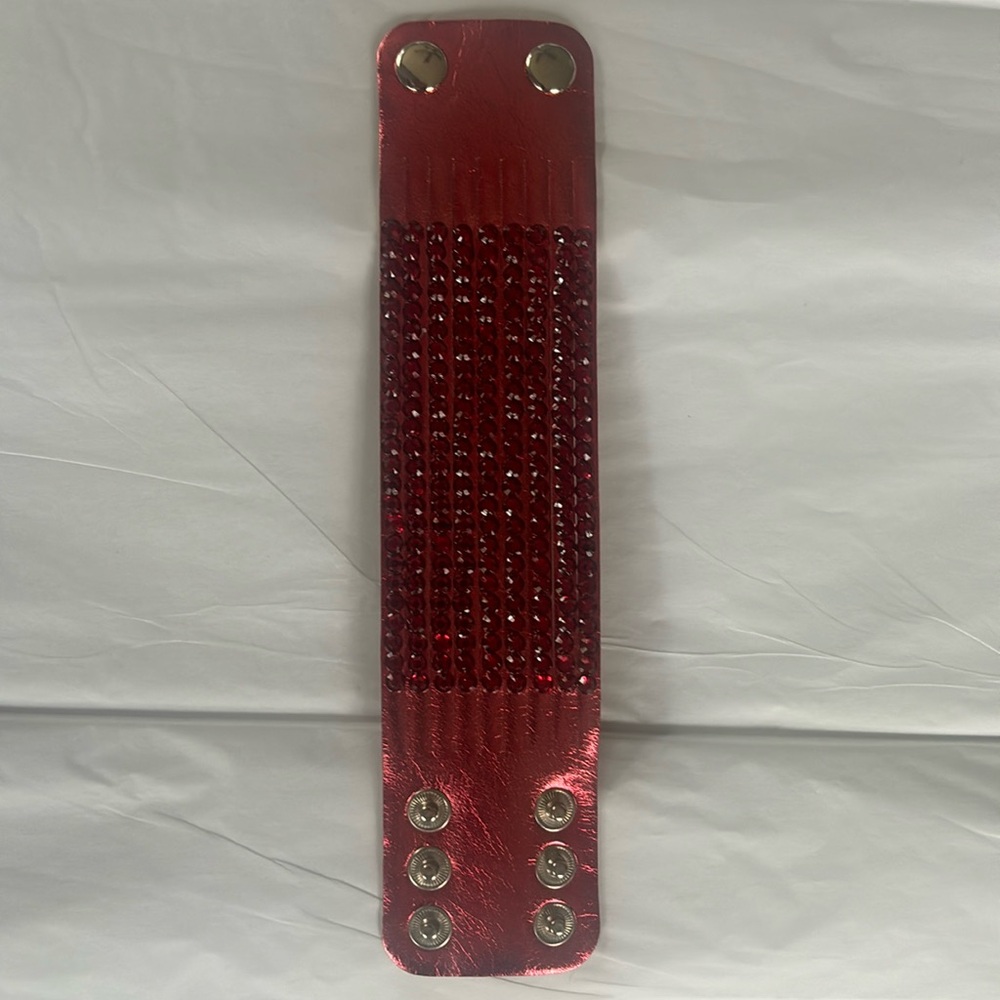 Red Bling Bracelet Band NEW Buttons Clasps